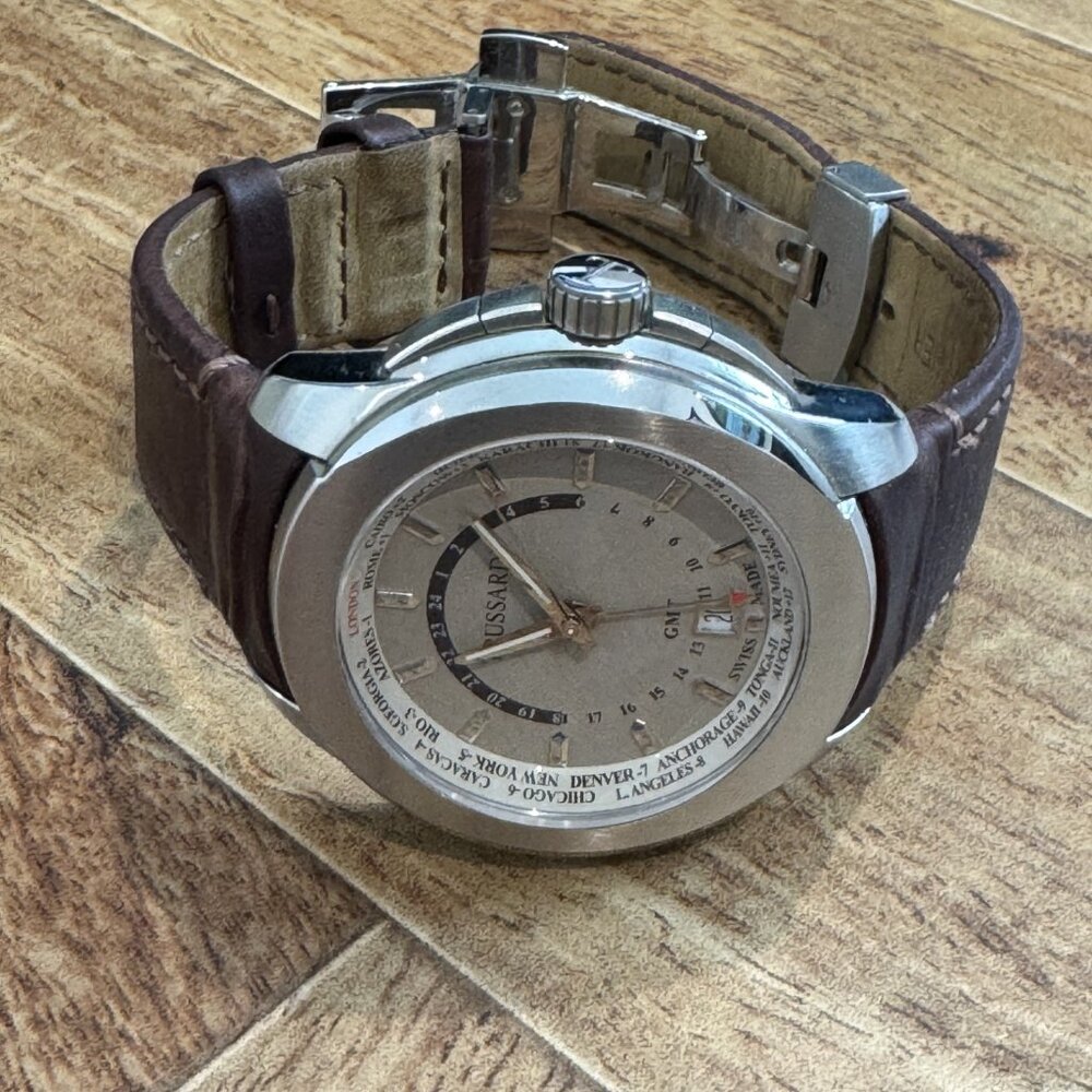 TRUSSARDI OROLOGI T01 GMT 3H BROWN DIAL BROWN STRAP R2451100001 DATE WATCH - Picture 3 of 10